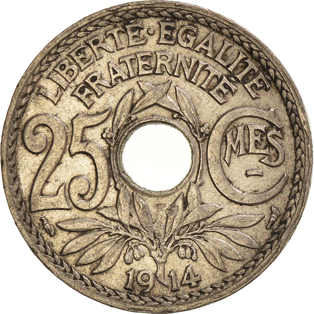 Moeda, França, 25 Centimes, 1914