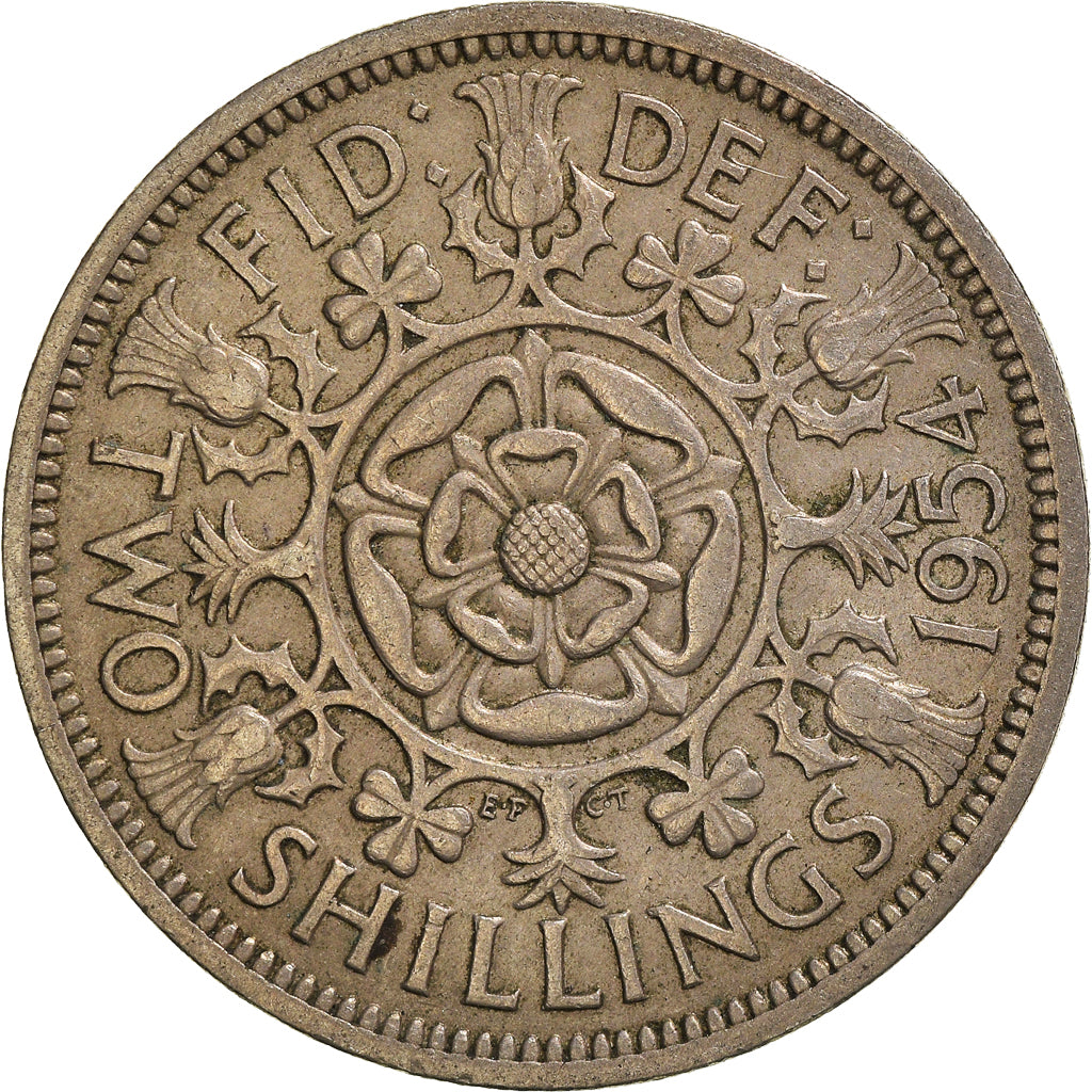 Moneta, Wielka Brytania, Florin, Two Shillings, 1954