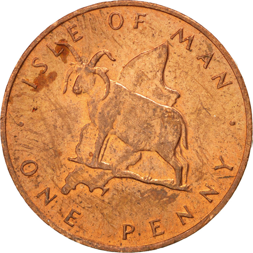 ISLE OF MAN, Penny, 1976, KM #33, AU(55-58), Bronze, 20.3, 3.56