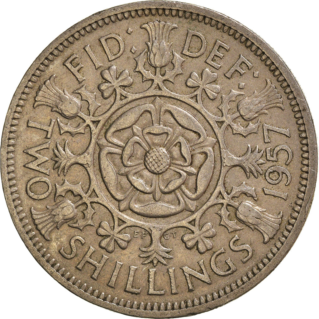 Monnaie, Grande-Bretagne, Florin, Two Shillings, 1957