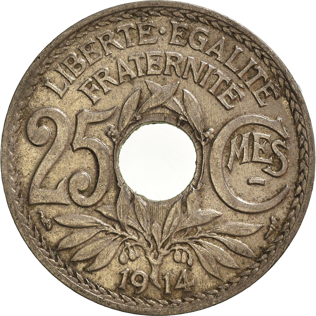 Moeda, França, 25 Centimes, 1914