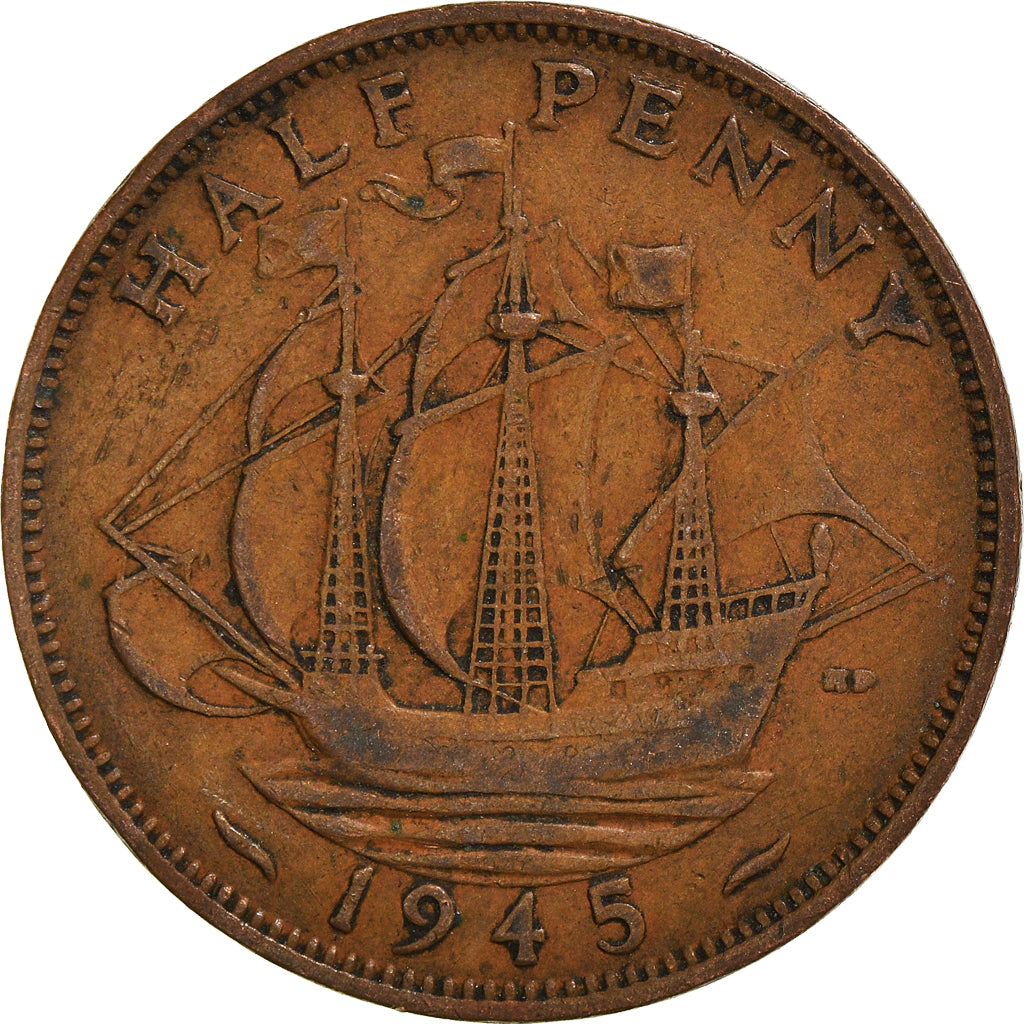 Moneta, Wielka Brytania, 1/2 Penny, 1945