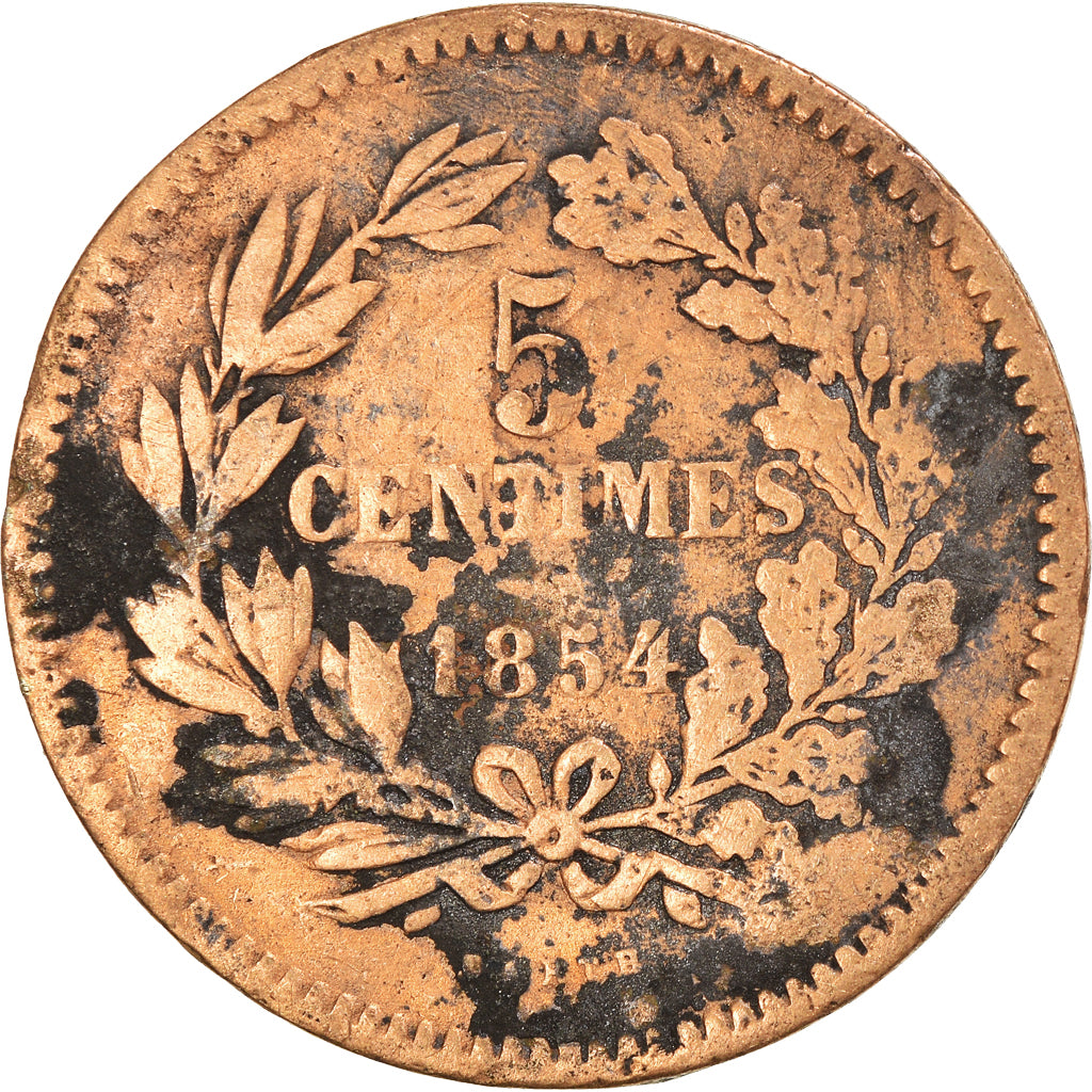 Moneda, Luxemburgo, 5 Centimes, 1854