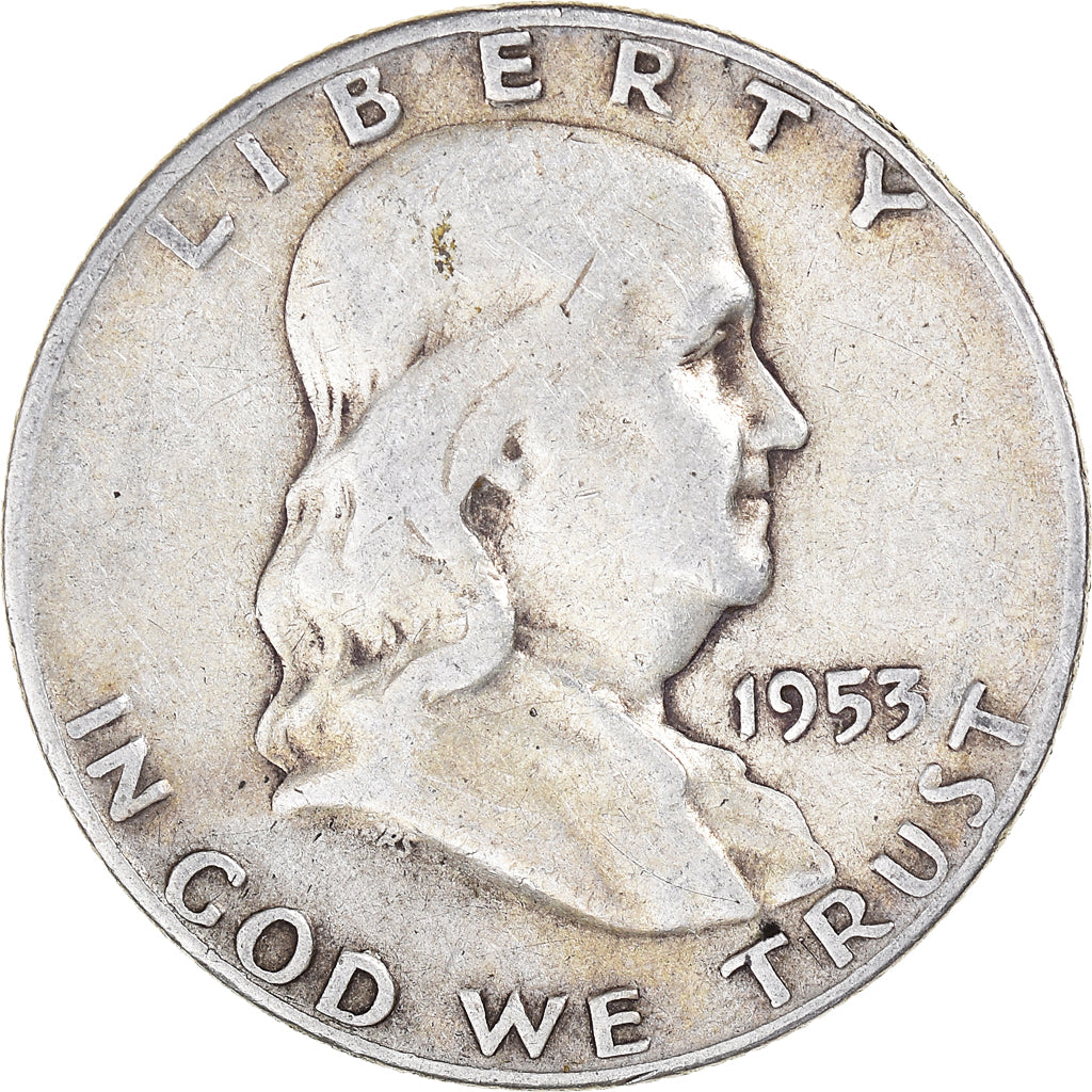 Coin, United States, Franklin Half Dollar, Half Dollar, 1953, U.S. Mint, Denver