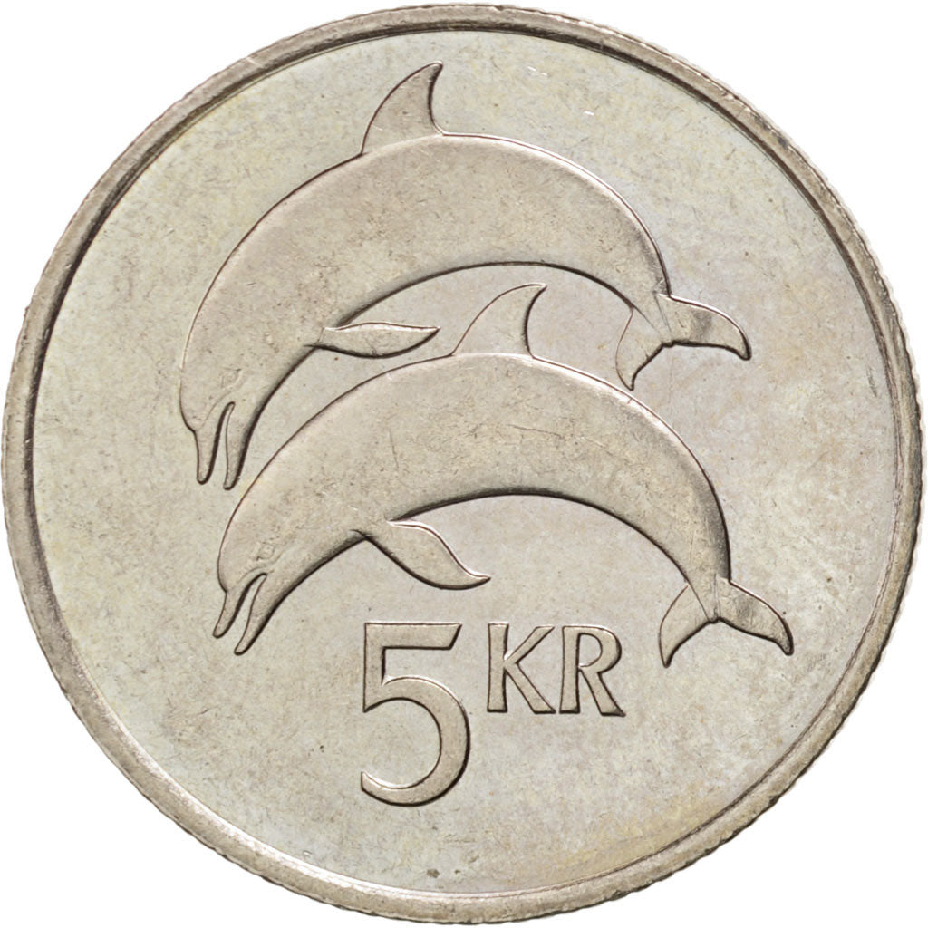 ICELAND, 5 Kronur, 1984, KM #28, MS(63), Copper-Nickel, 24.5, 6.48