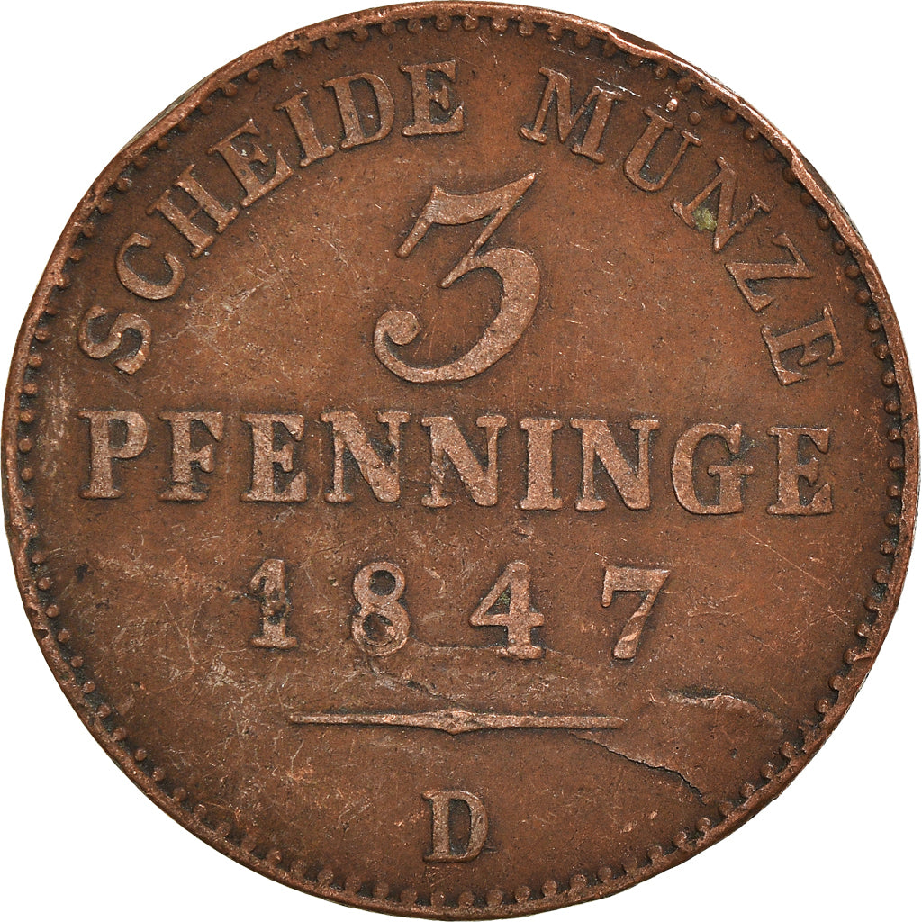 Munten, Duitse staten, 3 Pfenninge, 1847