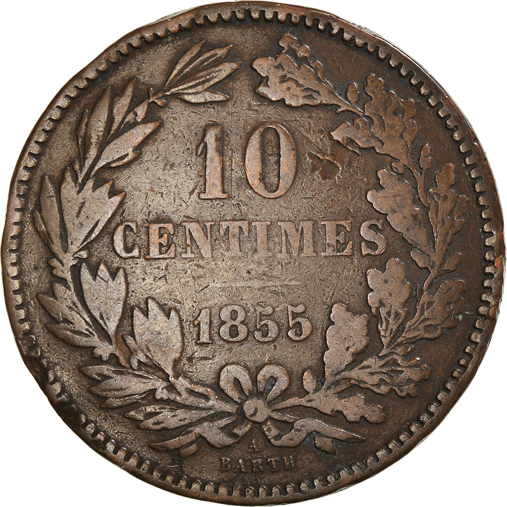 Moneda, Luxemburgo, 10 Centimes, 1855
