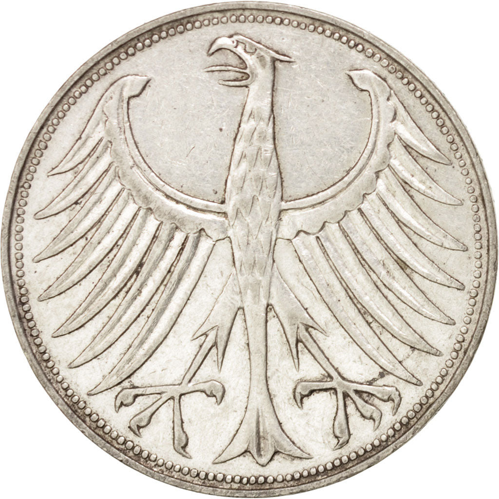 GERMANY - FEDERAL REPUBLIC, 5 Mark, 1965, Munich, KM #112.1, EF(40-45), Silver,.