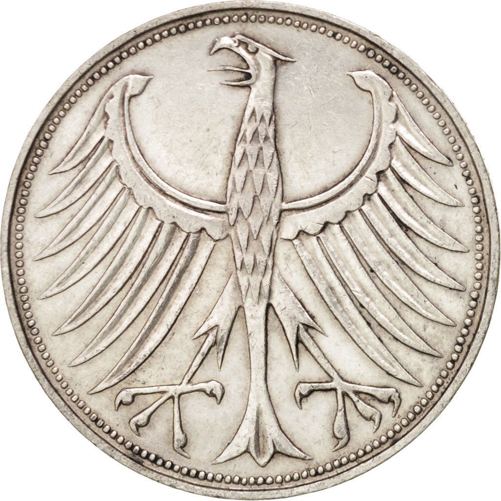 GERMANY - FEDERAL REPUBLIC, 5 Mark, 1967, Munich, KM #112.1, EF(40-45), Silver,.