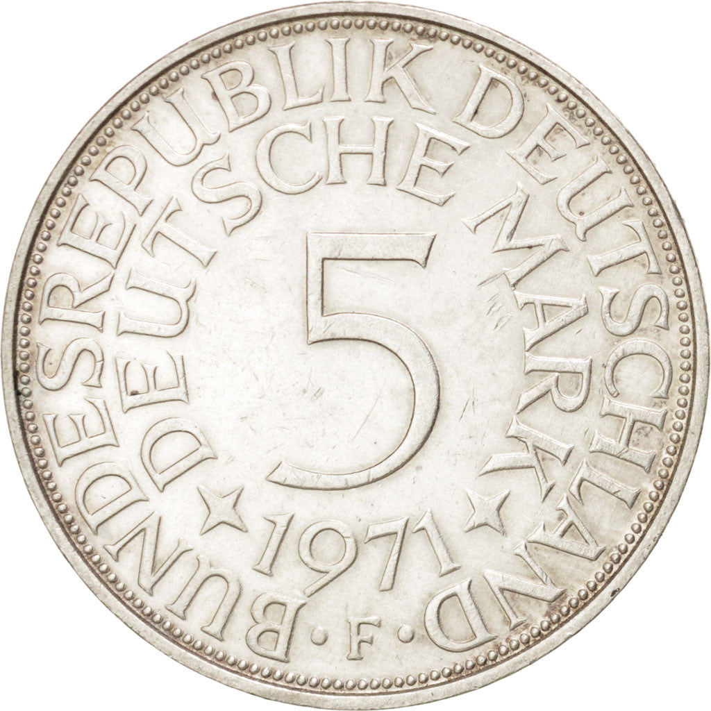 Moneta, GERMANIA - REPUBBLICA FEDERALE, 5 Mark, 1971, Stuttgart, SPL-, Argento