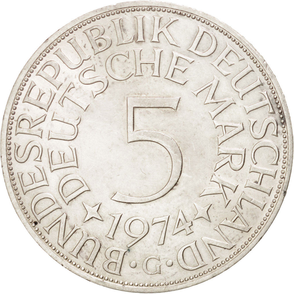 Monnaie, République fédérale allemande, 5 Mark, 1974, Karlsruhe, SUP, Argent