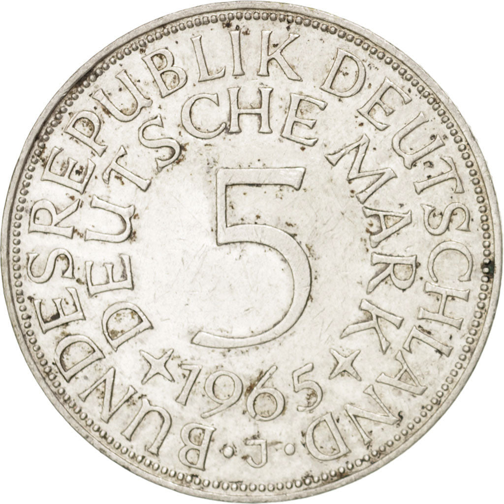 GERMANY - FEDERAL REPUBLIC, 5 Mark, 1965, Hambourg, KM #112.1, EF(40-45),...