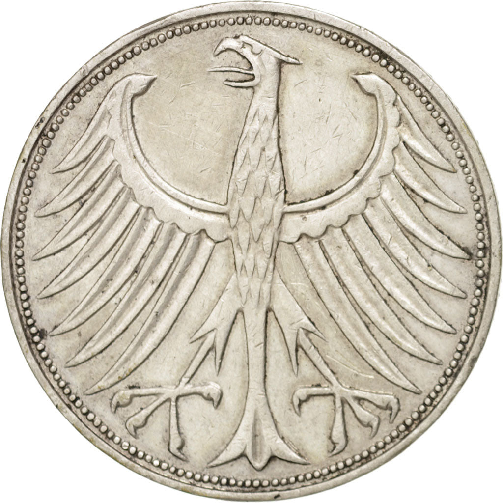 GERMANY - FEDERAL REPUBLIC, 5 Mark, 1966, Hambourg, KM #112.1, EF(40-45),...