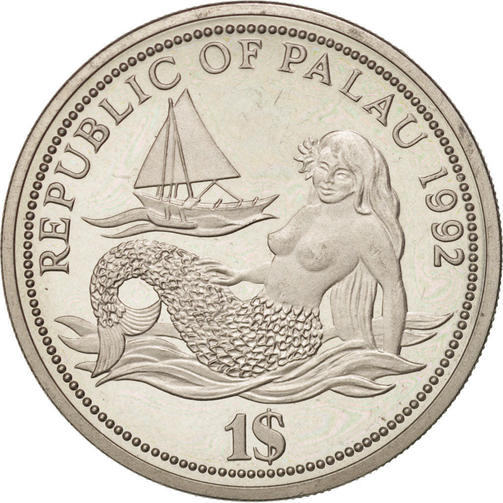 PALAU, Dollar, 1992, KM #1, AU(55-58), Copper-Nickel, 26.75