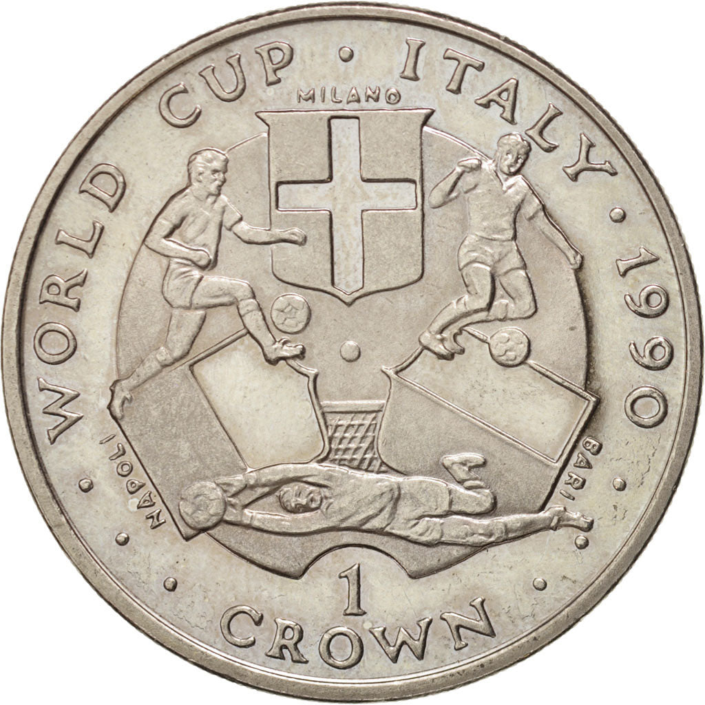 Ile de Man, Elisabeth II, 1 Crown World Cup, Italie 1990, KM 272