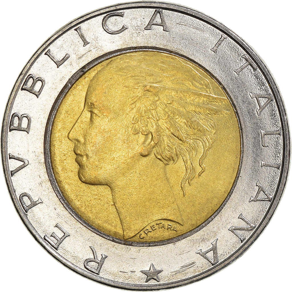 Moeda, Itália, 500 Lire, 1989