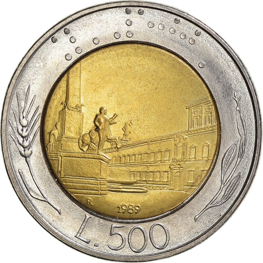 Moeda, Itália, 500 Lire, 1989