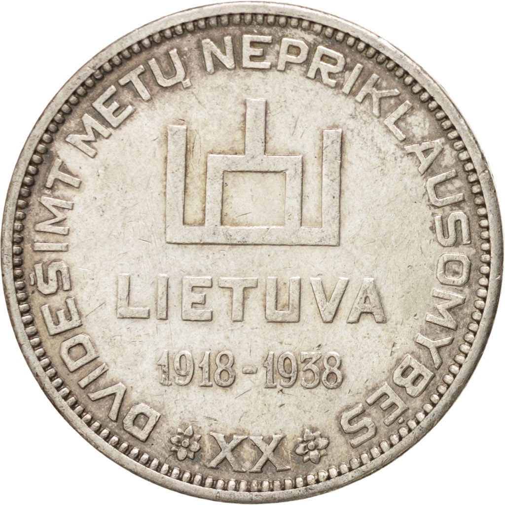 LITHUANIA, 10 Litu, 1938, KM #84, EF(40-45), Silver, 32, 17.96