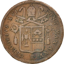 STATI ITALIANI, PAPAL STATES, Gregory XVI, Mezzo (1/2) Baiocco, 1845, Roma, B...