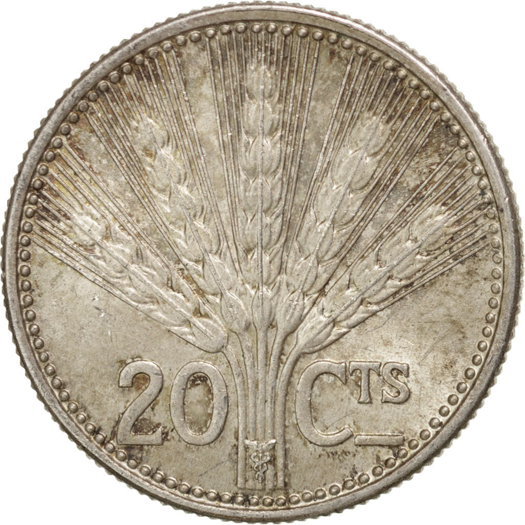 URUGUAY, 20 Centesimos, 1954, Utrecht, KM #36, AU(55-58), Silver, 18.5, 2.99