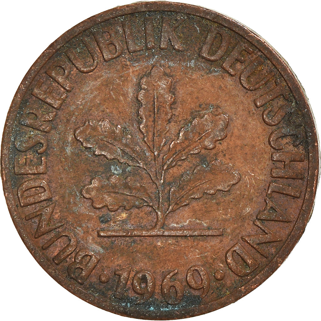 Moneta, GERMANIA - REPUBBLICA FEDERALE, 2 Pfennig, 1969