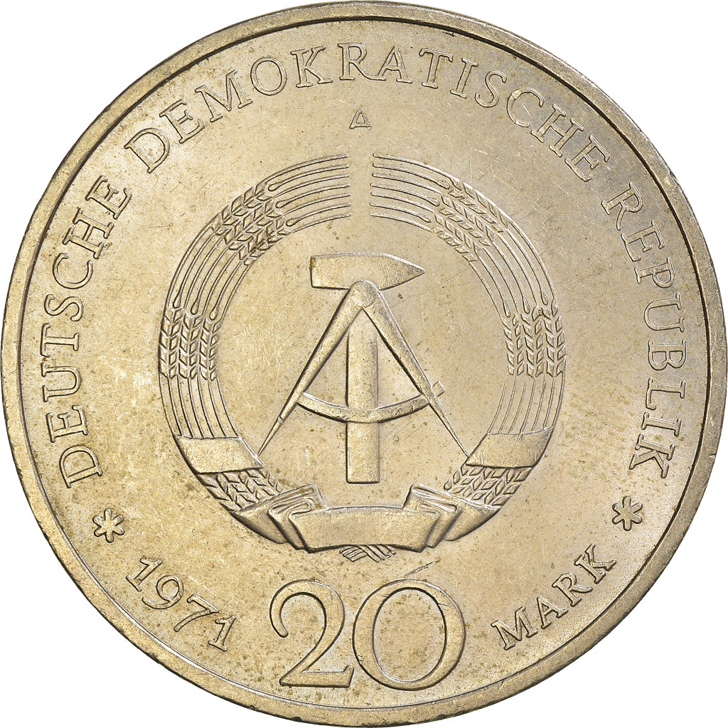 Moeda, ALEMANHA - REPÚBLICA DEMOCRÁTICA, 20 Mark, 1971