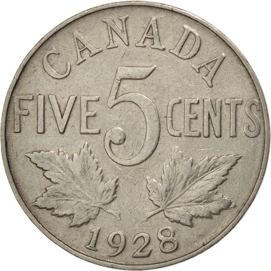 CANADA, 5 Cents, 1928, Royal Canadian Mint, KM #29, EF(40-45), Nickel, 21.2,...