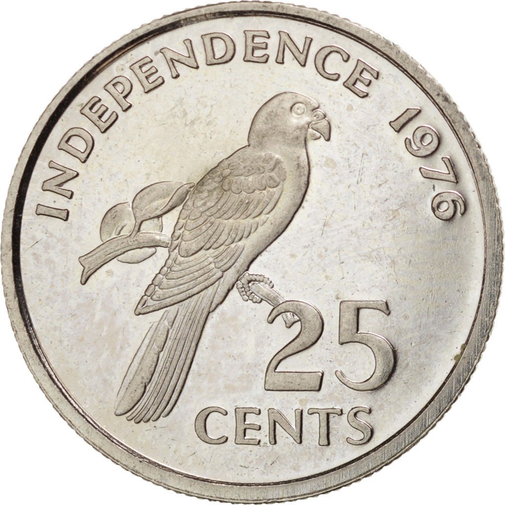 SEYCHELLES, 25 Cents, 1976, British Royal Mint, KM #24, MS(63), Copper-Nickel,..
