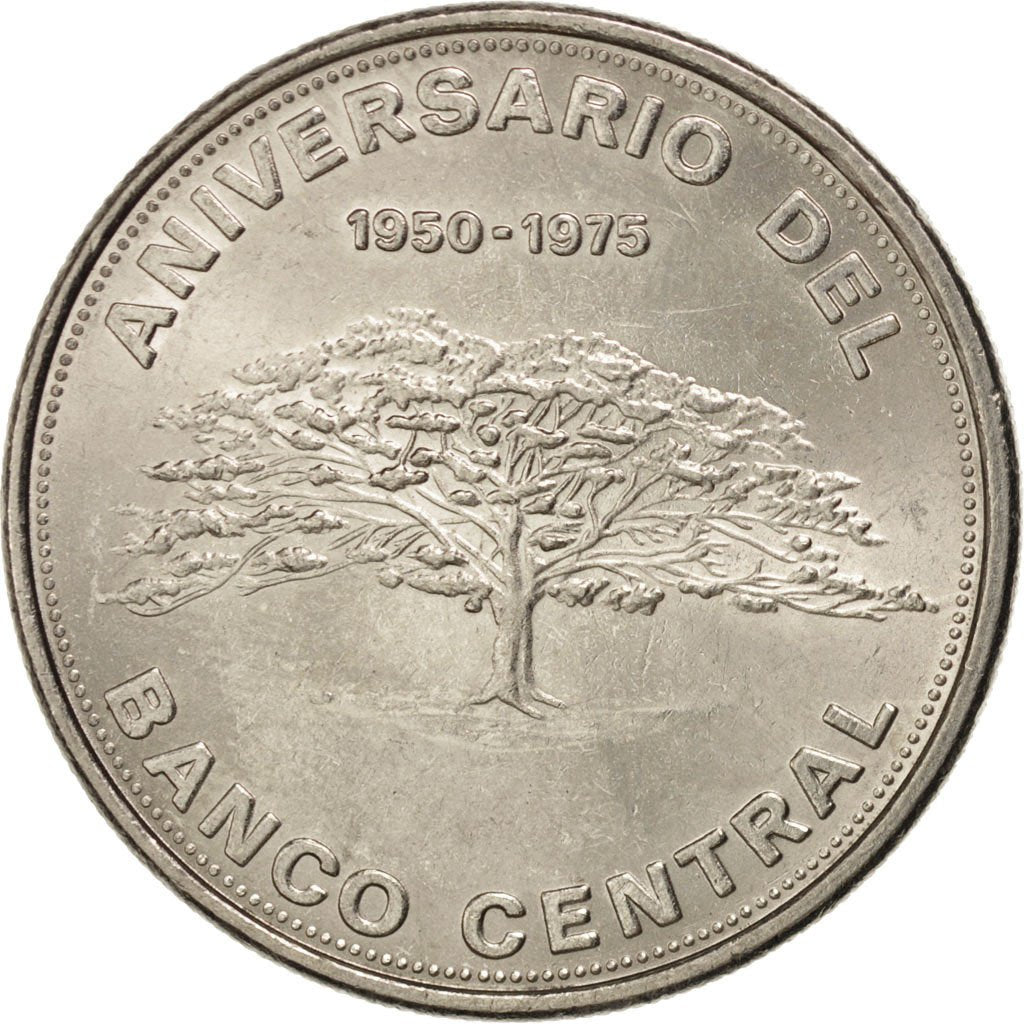 COSTA RICA, 10 Colones, 1975, KM #204, MS(63), Nickel, 32, 16.00