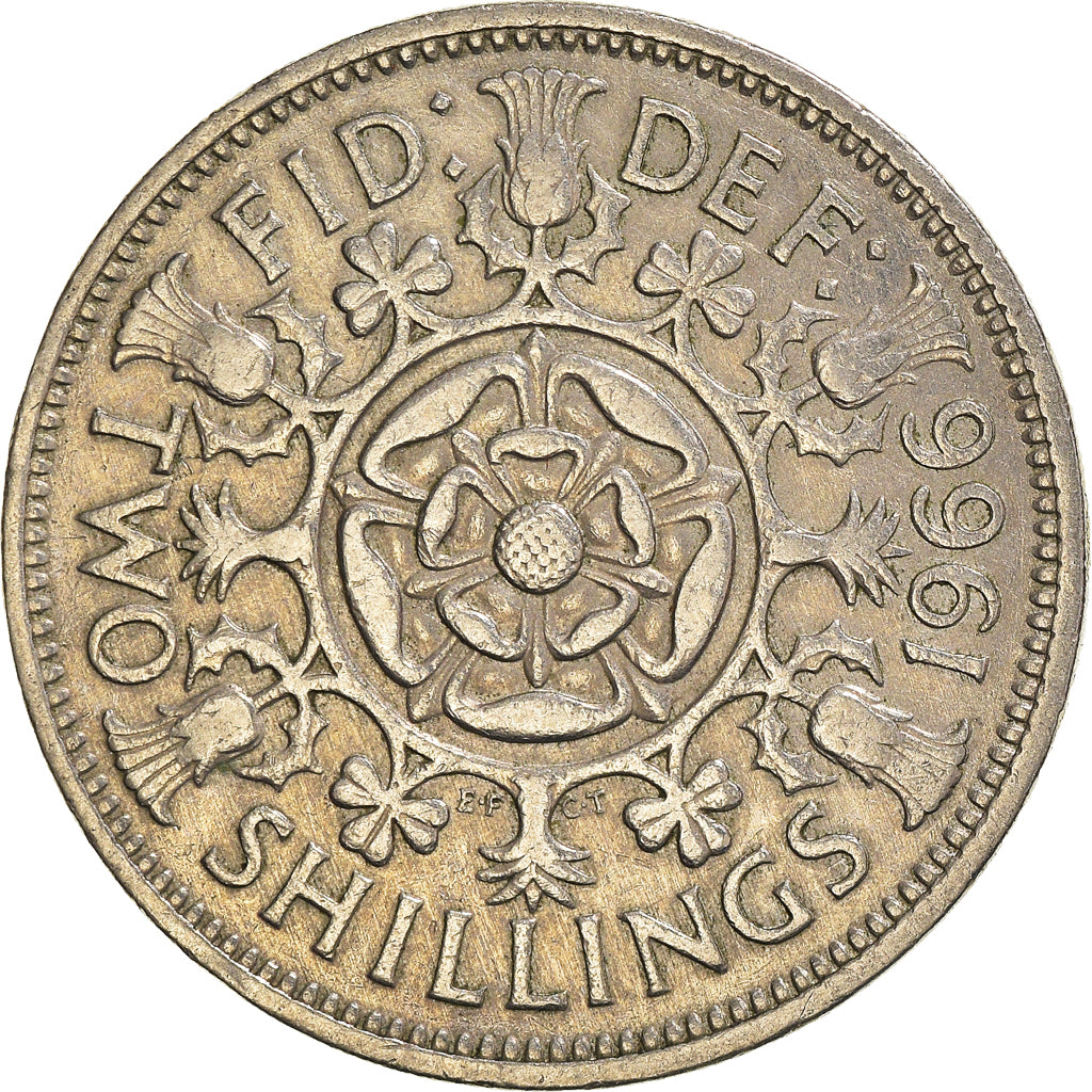 Münze, Großbritannien, Florin, Two Shillings, 1966