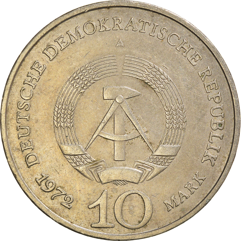 Moeda, ALEMANHA - REPÚBLICA DEMOCRÁTICA, 10 Mark, 1972