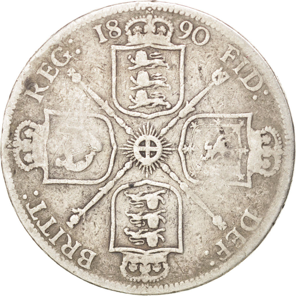 Great Britain, Florin, 1890, KM #762, F(12-15), Silver, 10.83
