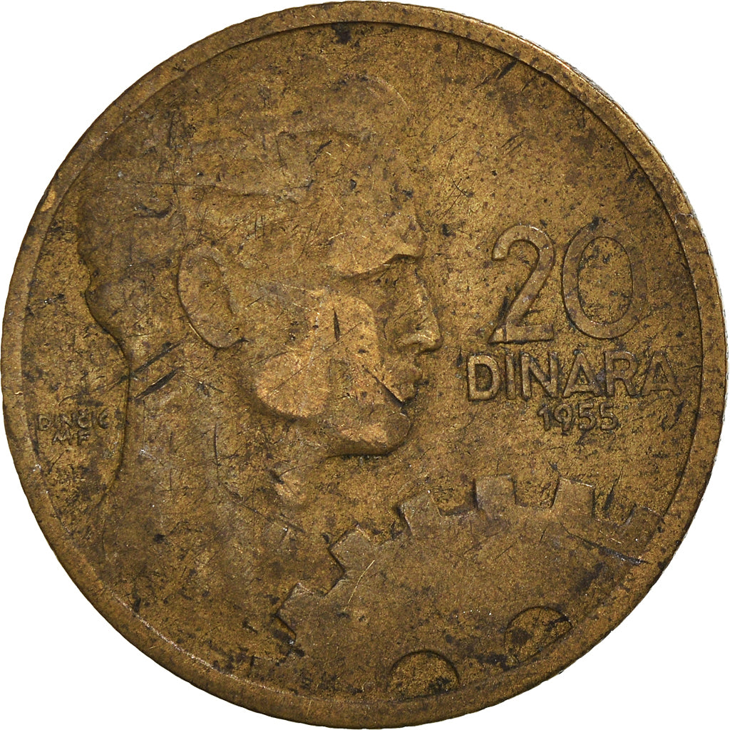 Moneta, Iugoslavia, 20 Dinara, 1955