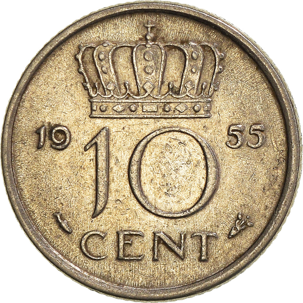 Moeda, Países Baixos, 10 Cents, 1955