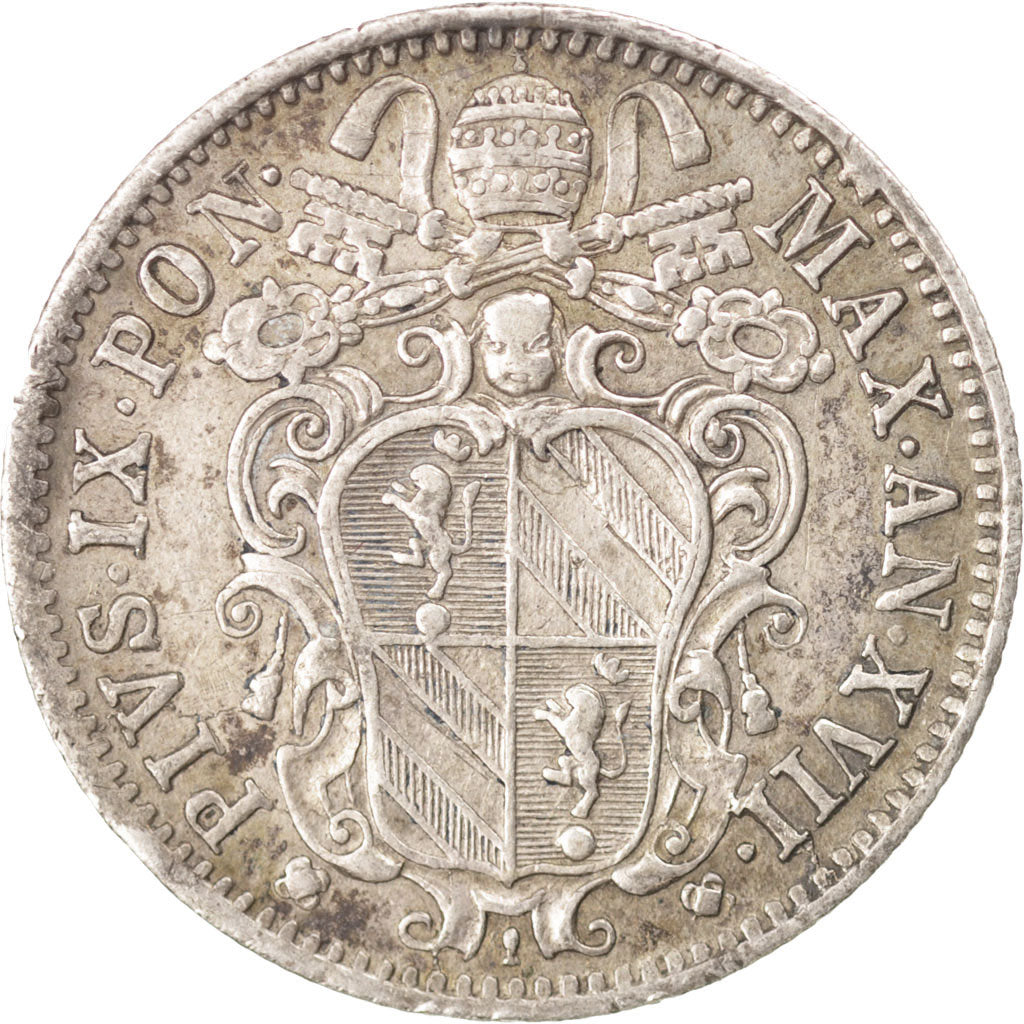 Vatican, Pie IX, 10 Baiocchi 1863 XVII-R, KM 1342b