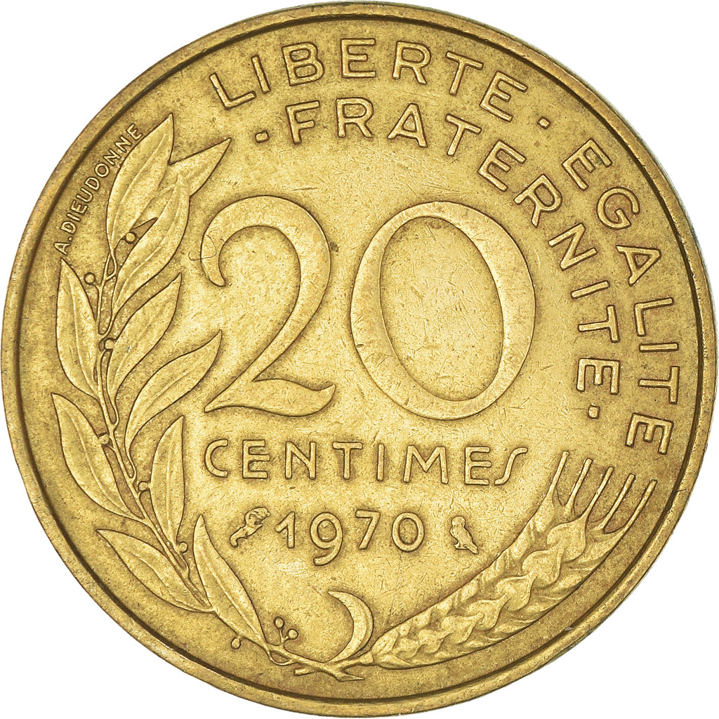 Moeda, França, 20 Centimes, 1970