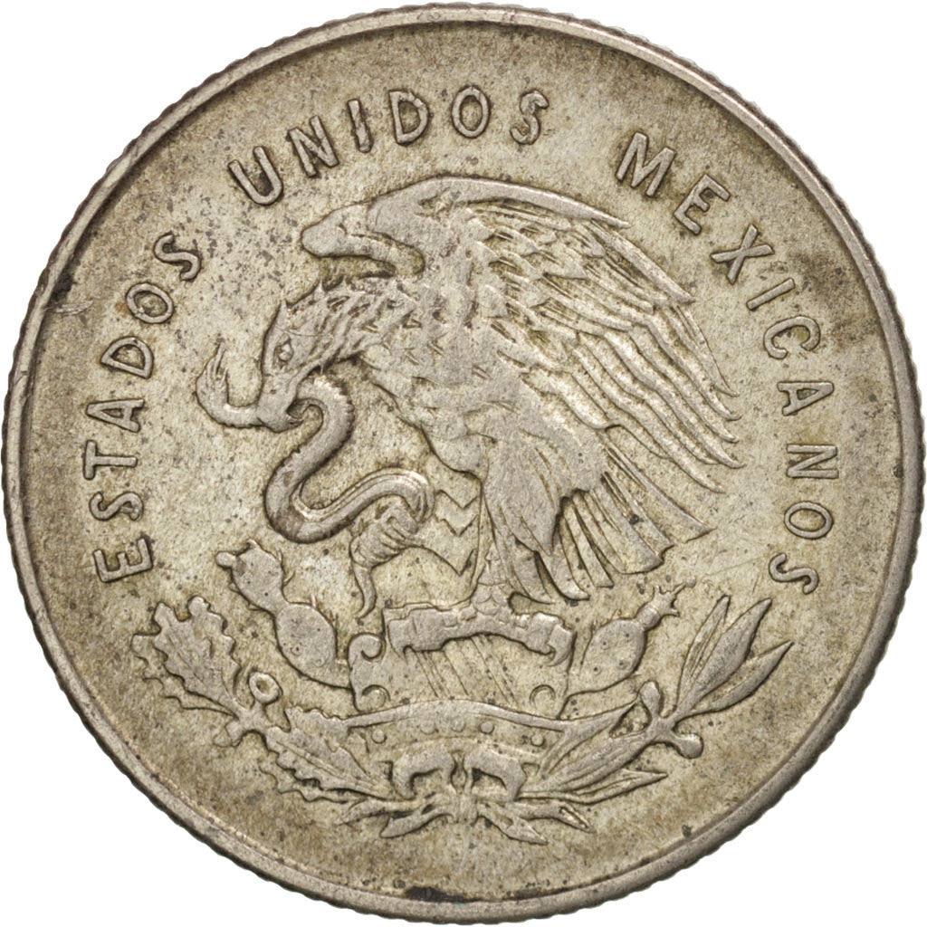 MEXICO, 25 Centavos, 1950, Mexico City, KM #443, EF(40-45), Silver, 21.5, 3.33