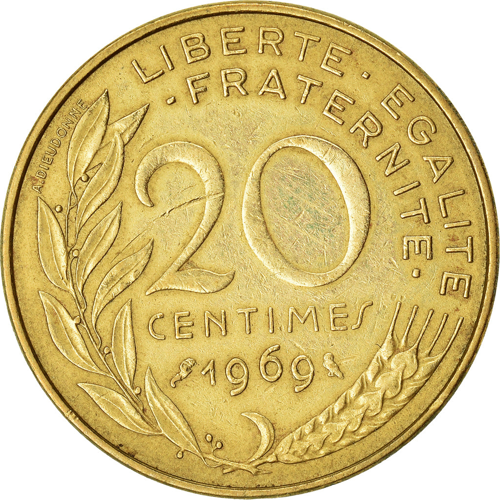 Coin, France, 20 Centimes, 1969