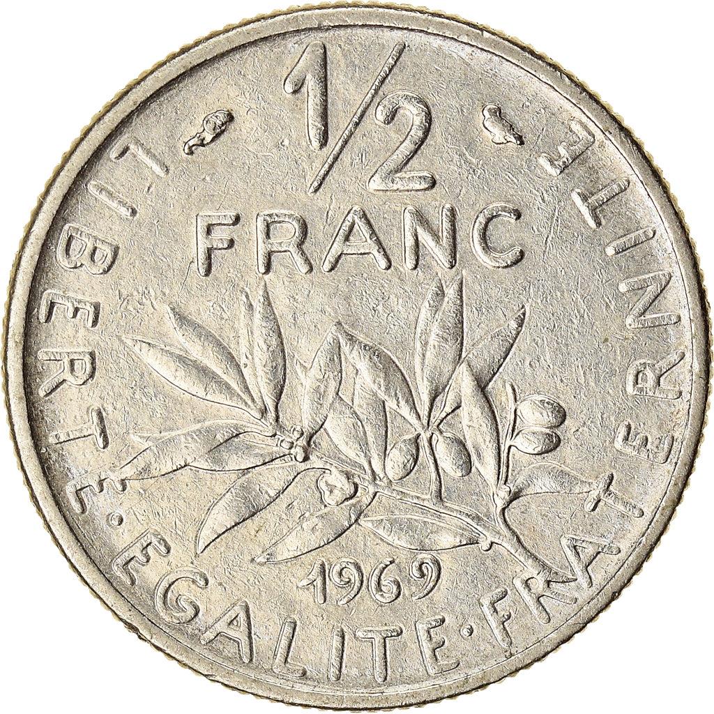 Coin, France, 1/2 Franc, 1969