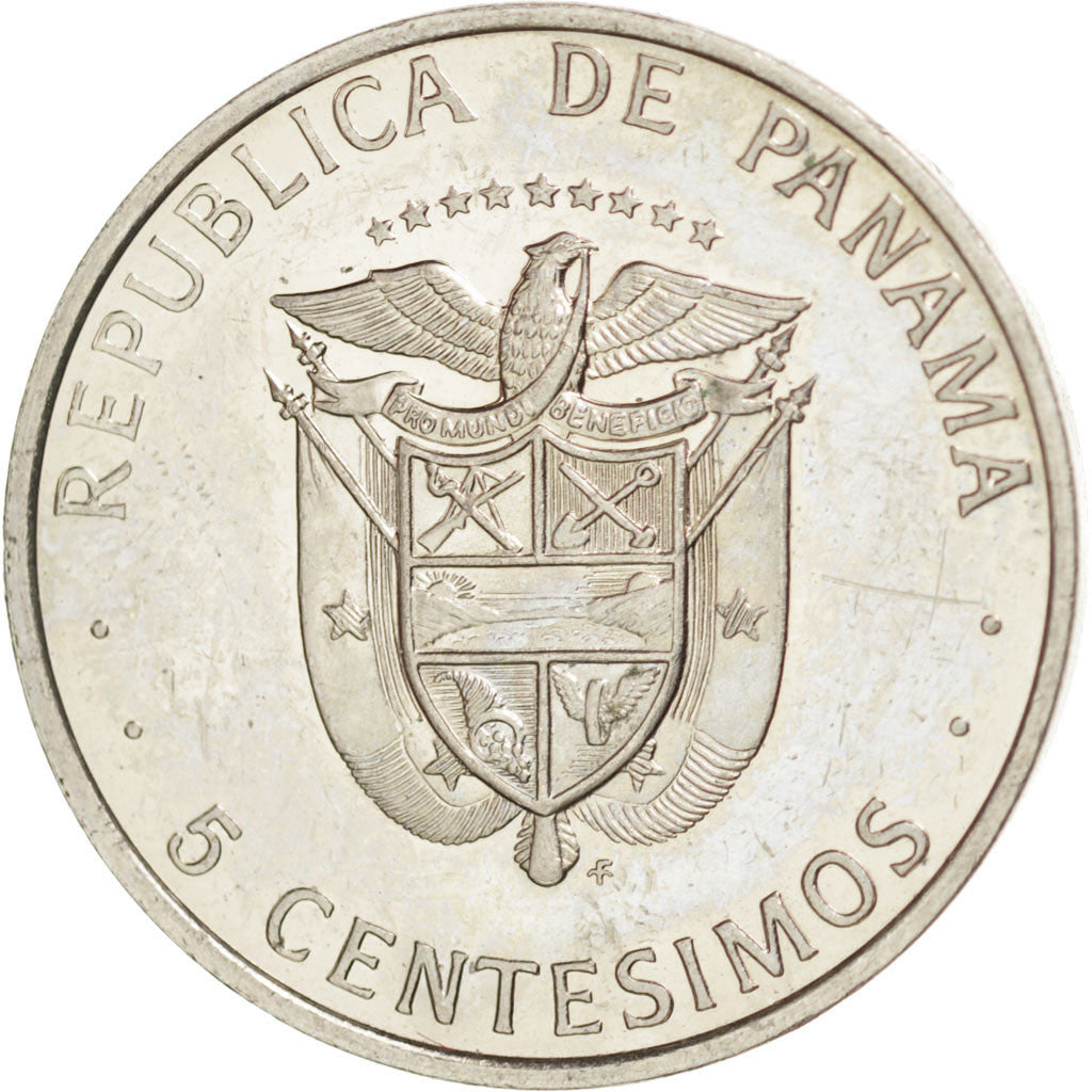 PANAMA, 5 Centesimos, 1975, U.S. Mint, KM #35.1, MS(63), Copper-Nickel Clad...