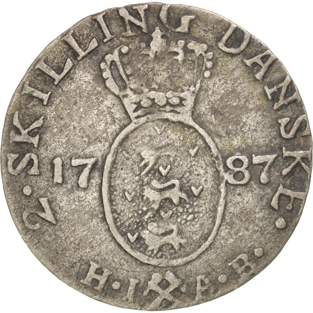 NORWAY, 2 Skilling, 1787, KM #255, VF(30-35), Silver, 1.09