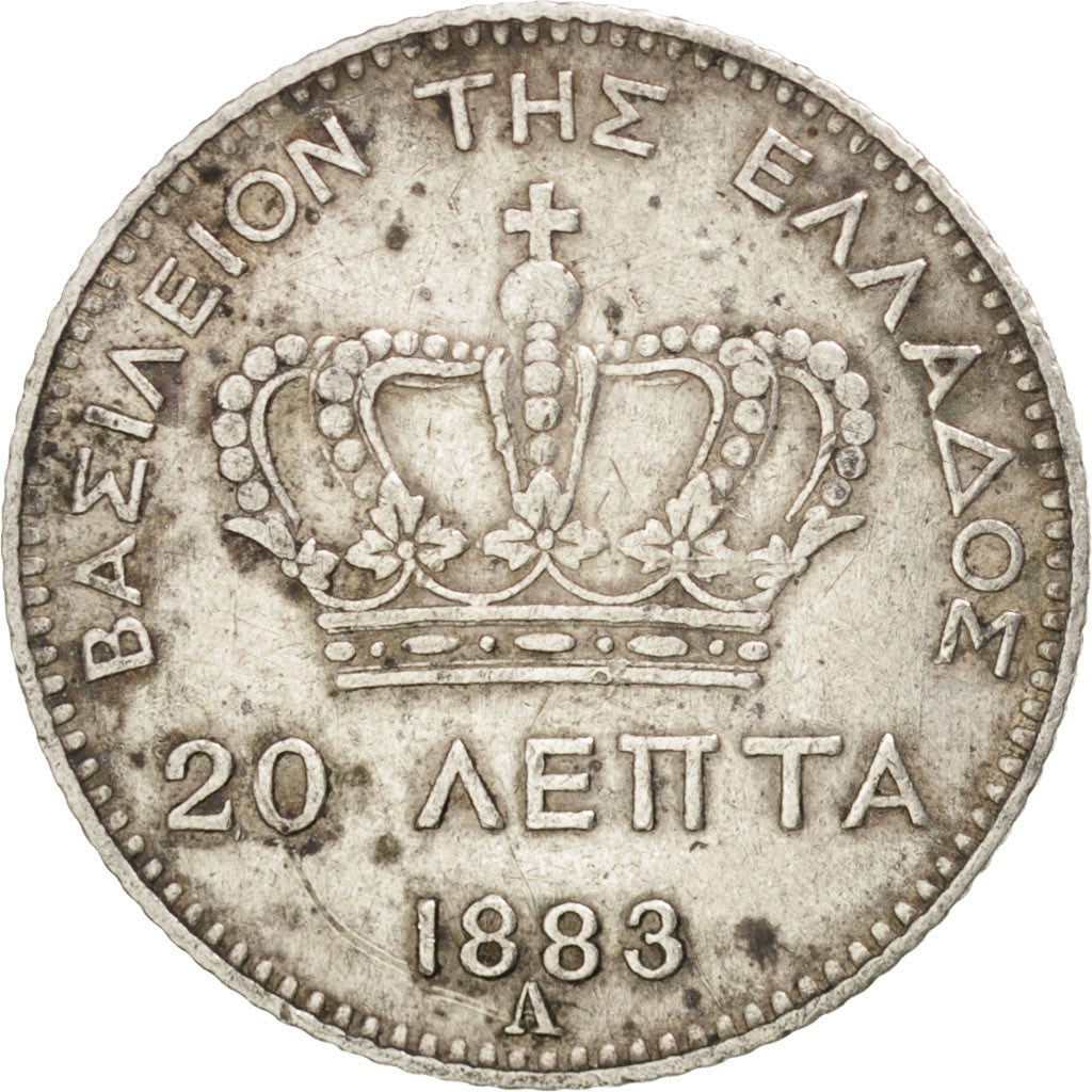 Coin, Greece, George I, 20 Lepta, 1883, Paris, EF(40-45), Silver, KM:44