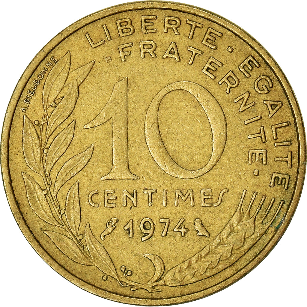 Moneta, Francja, 10 Centimes, 1974
