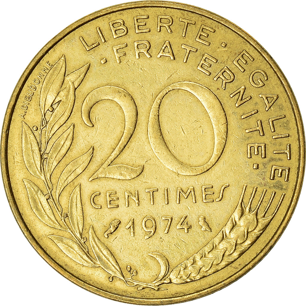 Coin, France, 20 Centimes, 1974