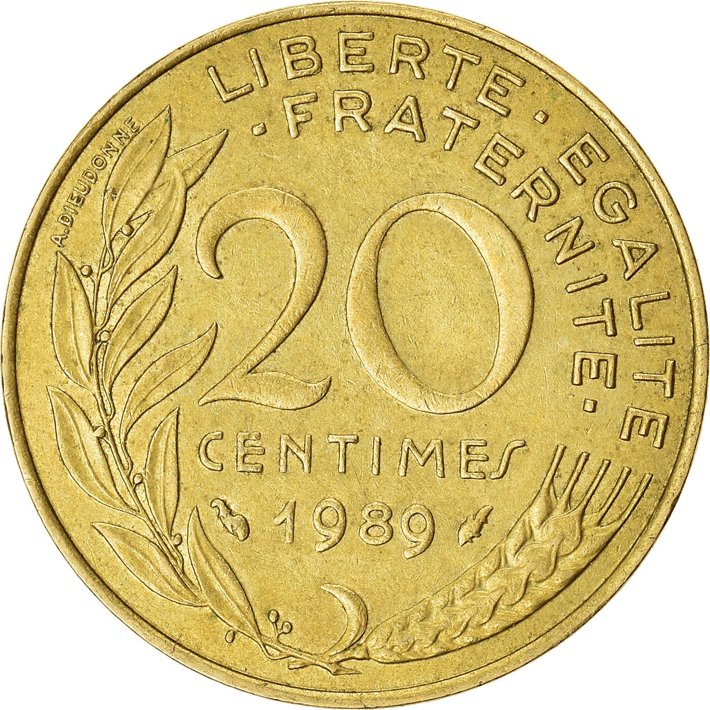 Moneda, Francia, 20 Centimes, 1989