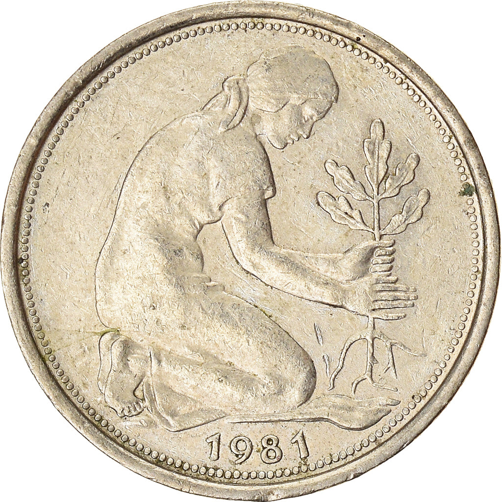 Moneda, ALEMANIA - REPÚBLICA FEDERAL, 50 Pfennig, 1981