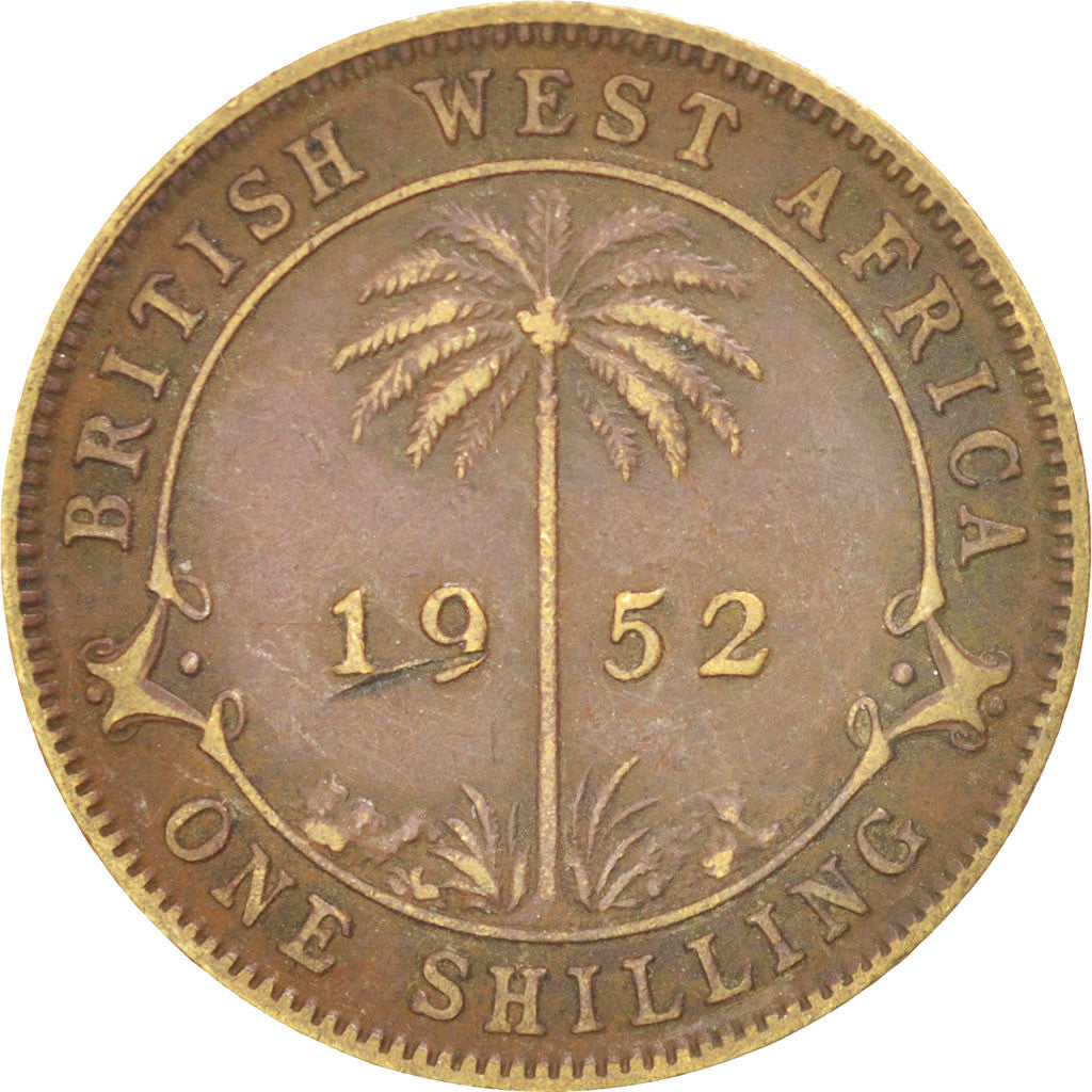 BRITISH WEST AFRICA, Shilling, 1952, KM #28, EF(40-45), Tin-Brass, 5.61