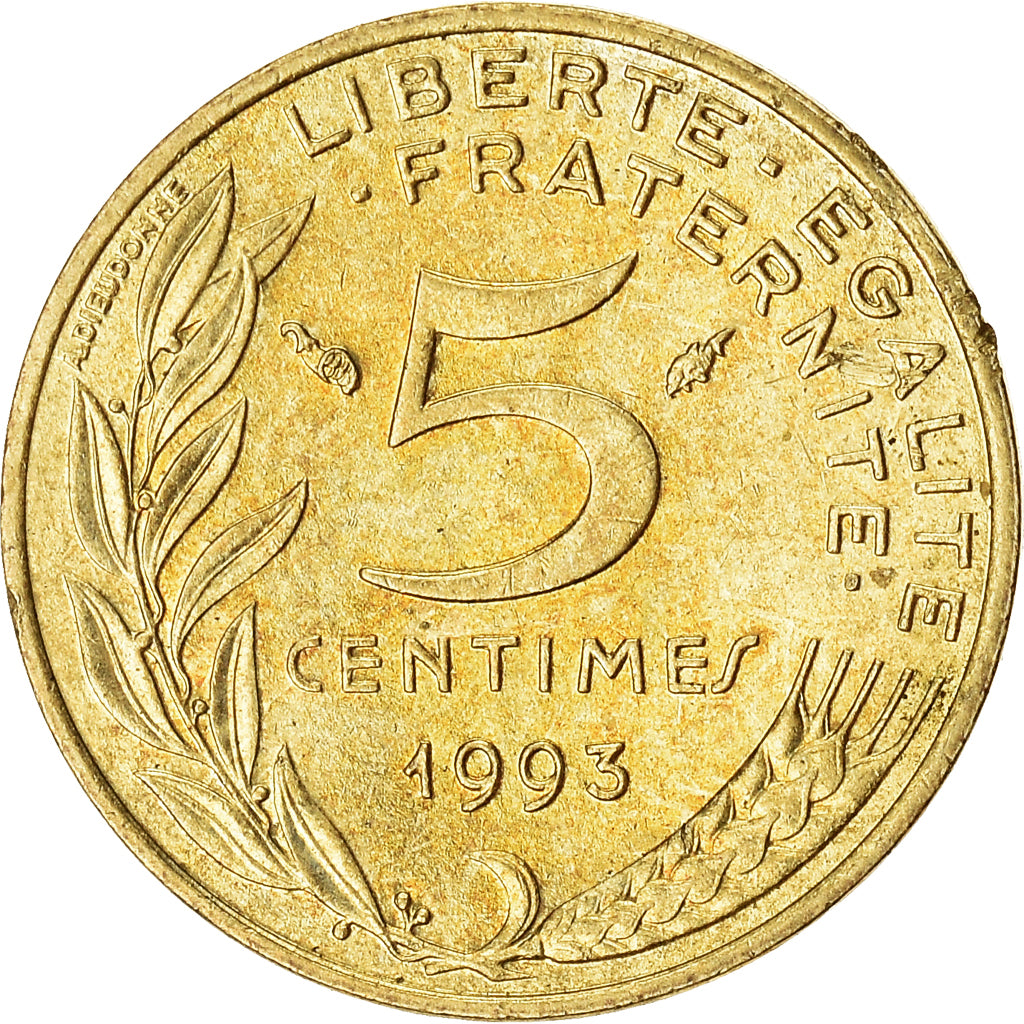 Monnaie, France, 5 Centimes, 1993