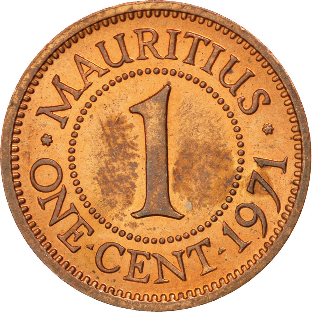 MAURITIUS, Cent, 1971, KM #31, AU(55-58), Bronze, 17.8, 1.95