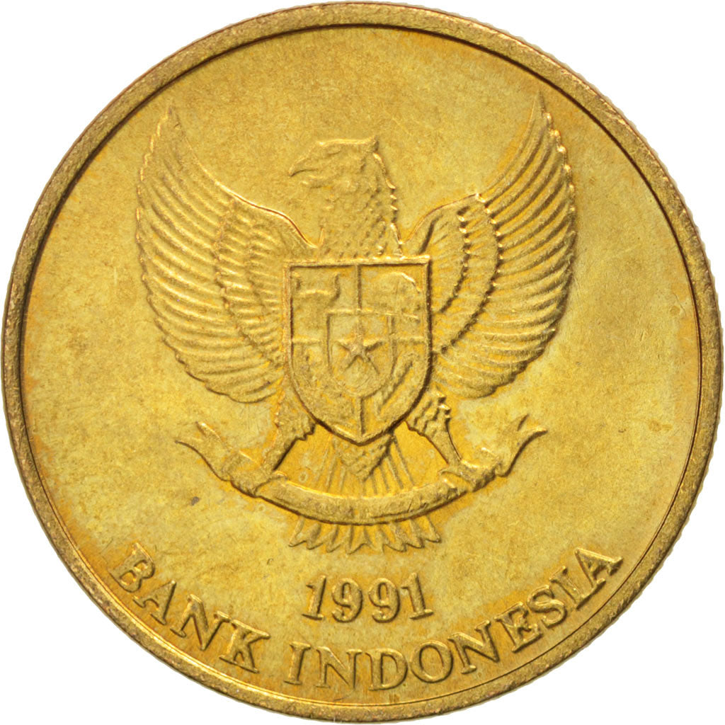 INDONESIA, 50 Rupiah, 1991, KM #52, MS(63), Aluminum-Bronze, 19.94, 3.20